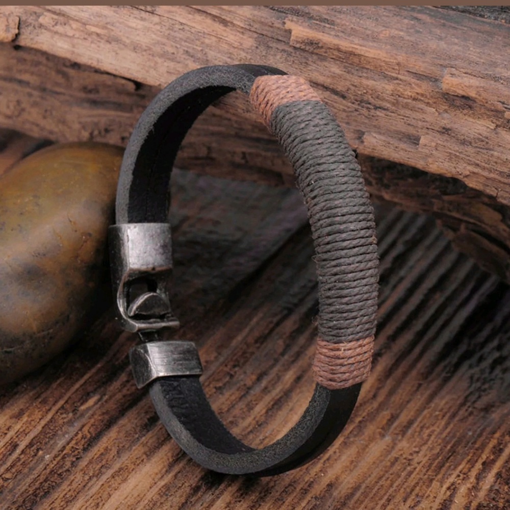 New arrival Men's bracelet cuff in dark brawn - Picture 3 of 6